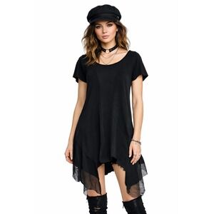 Tout a Coup Asymmetric Midi Black Cotton blend Mesh Whimsigoth grunge Dress M